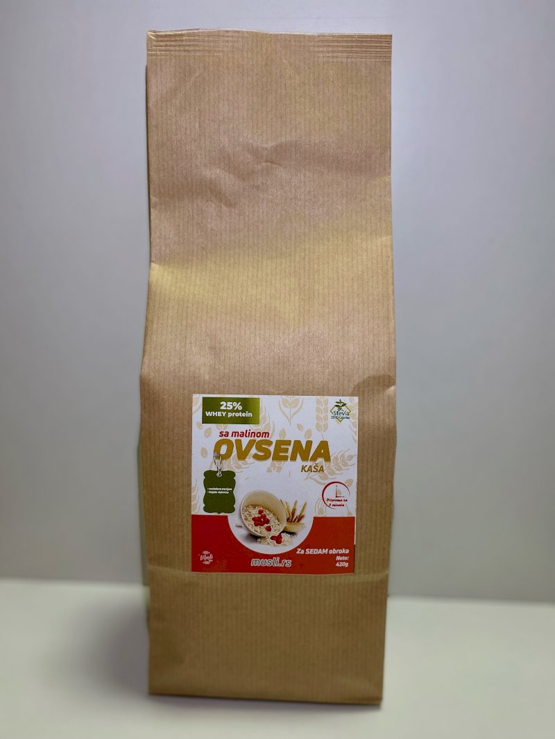 Ovsena kaša sa malinom  i whey proteinom 420g cena online naručivanje kupovina